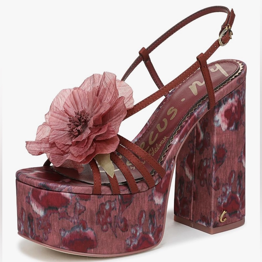 CIRCUS NY BY SAM EDELMAN SIENA FLOWER HEEL MERLOT MAROON BURGUNDY RED